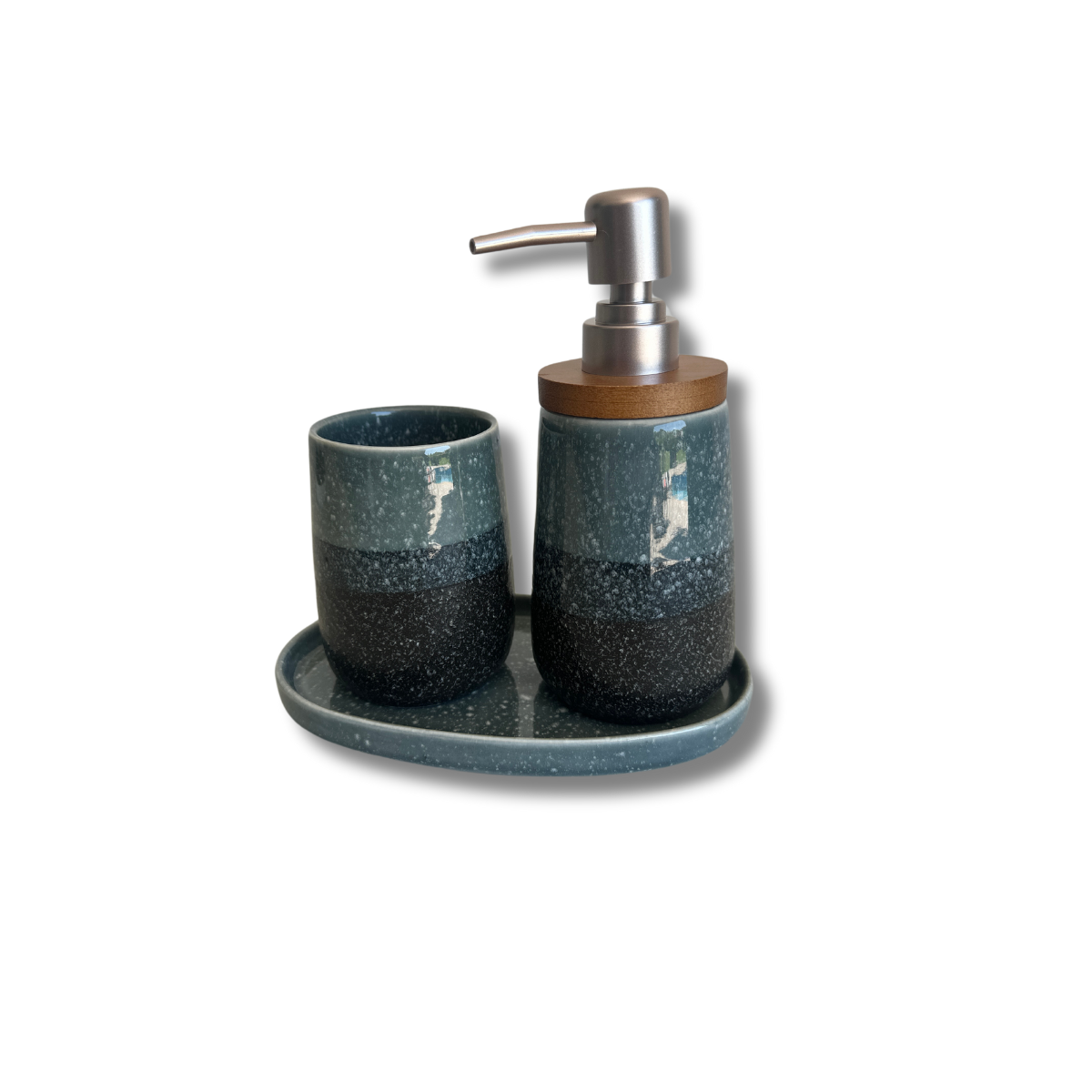 Set de Baño de 3 Piezas en Cerámica: Estilo Cónico Color Degradado para una Decoración Moderna