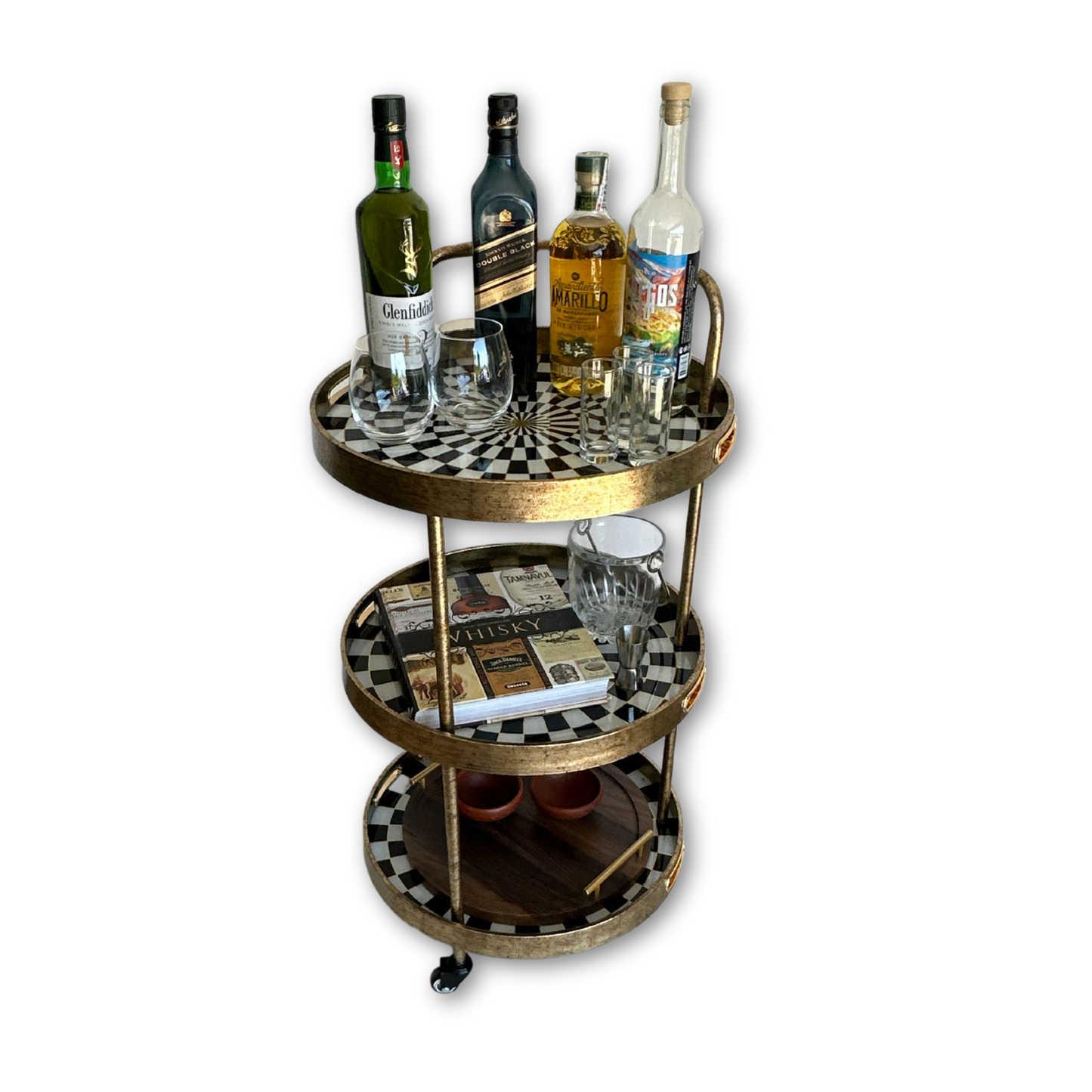 Carro de Bar Redondo con Diseño Clásico – Sofisticación y Estilo en un Solo Mueble
