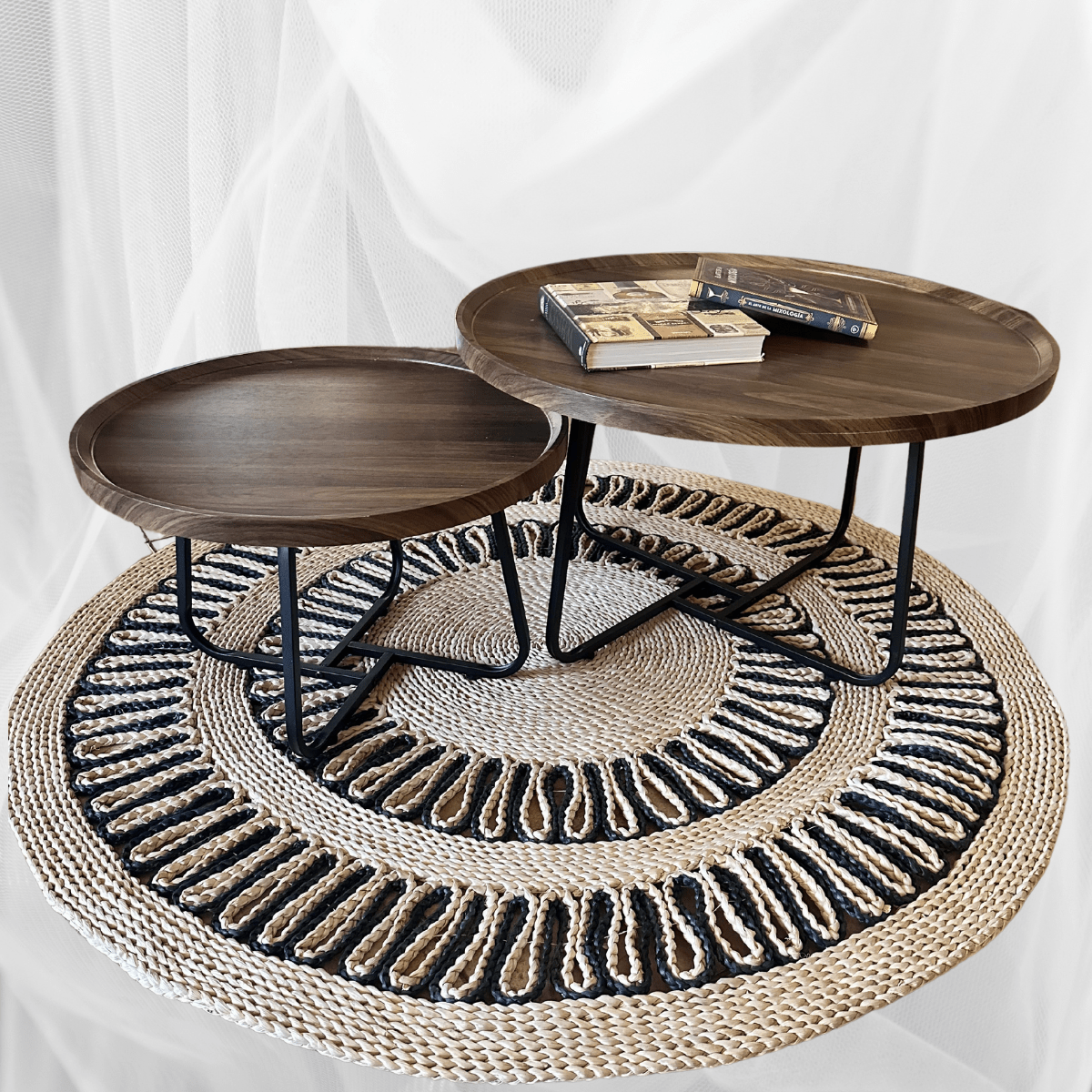 Alfombra Redonda de Yute 150cm Diseño Sol