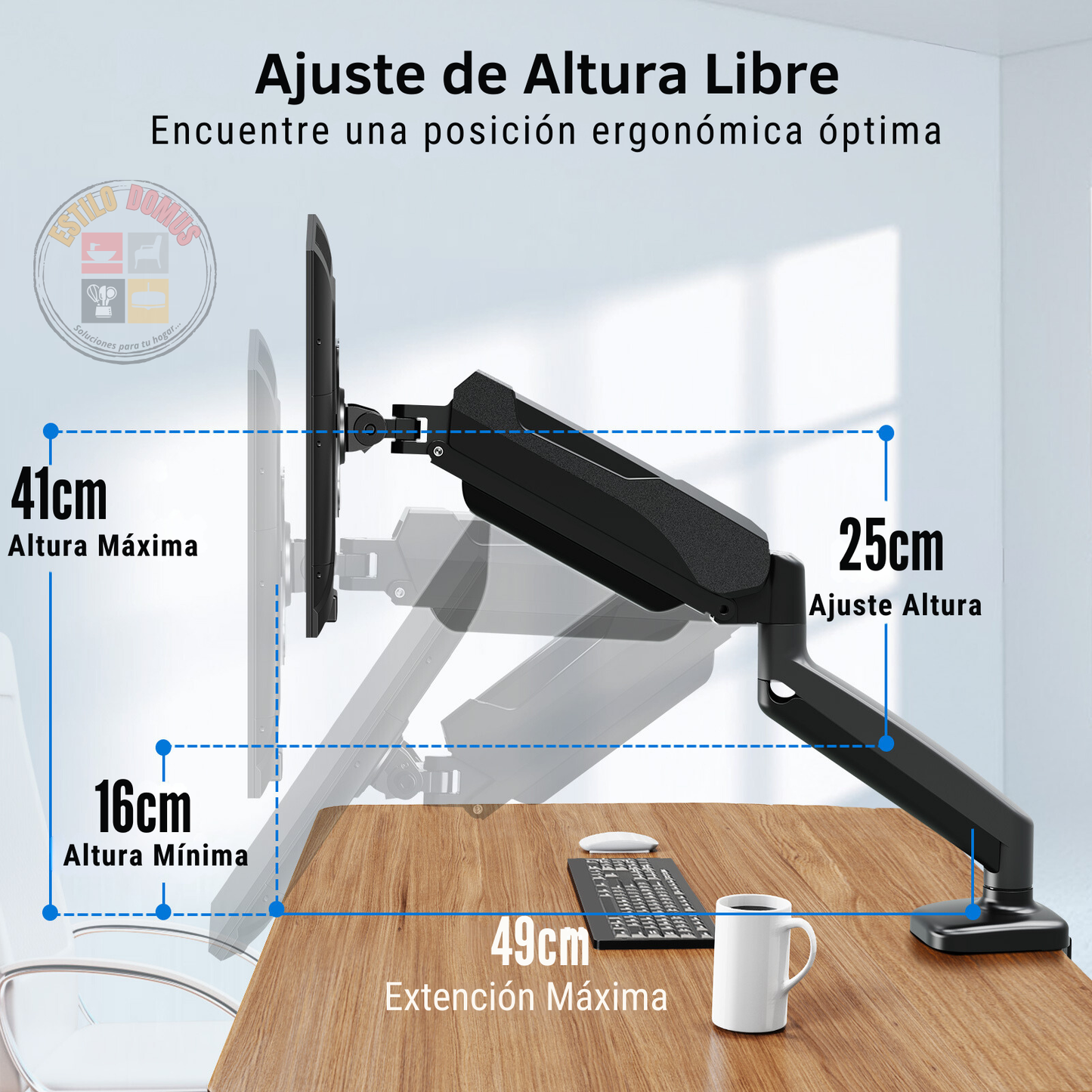 Soporte Simple Monitor Escritorio Soporte Simple Brazo Giro 360 Compatible con VESA Mountup