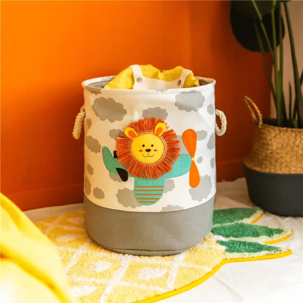 Canasto organizador infantil con diseño de león o dinosaurios – colores disponibles