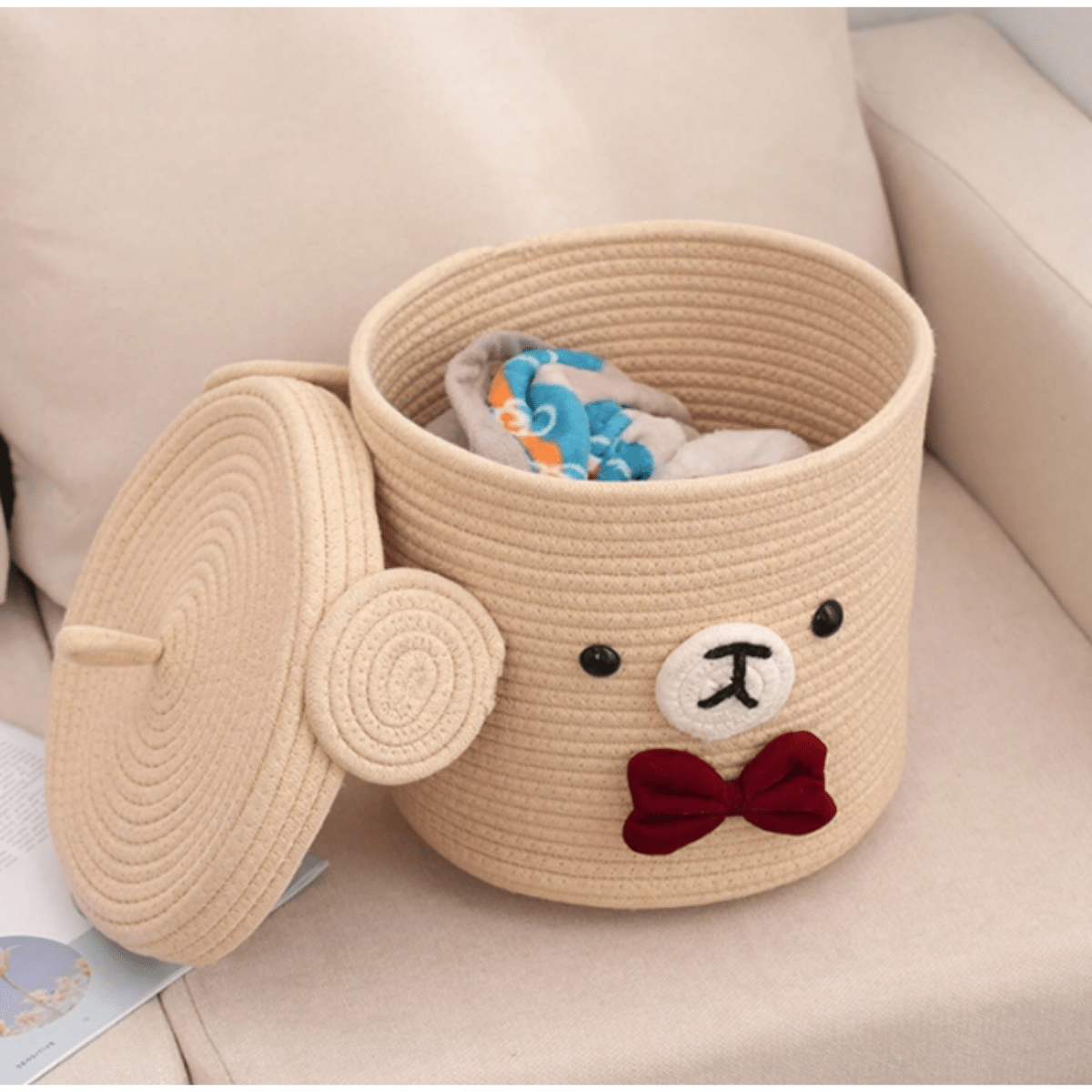 Cesta Almacenamiento con Tapa Diseño Oso