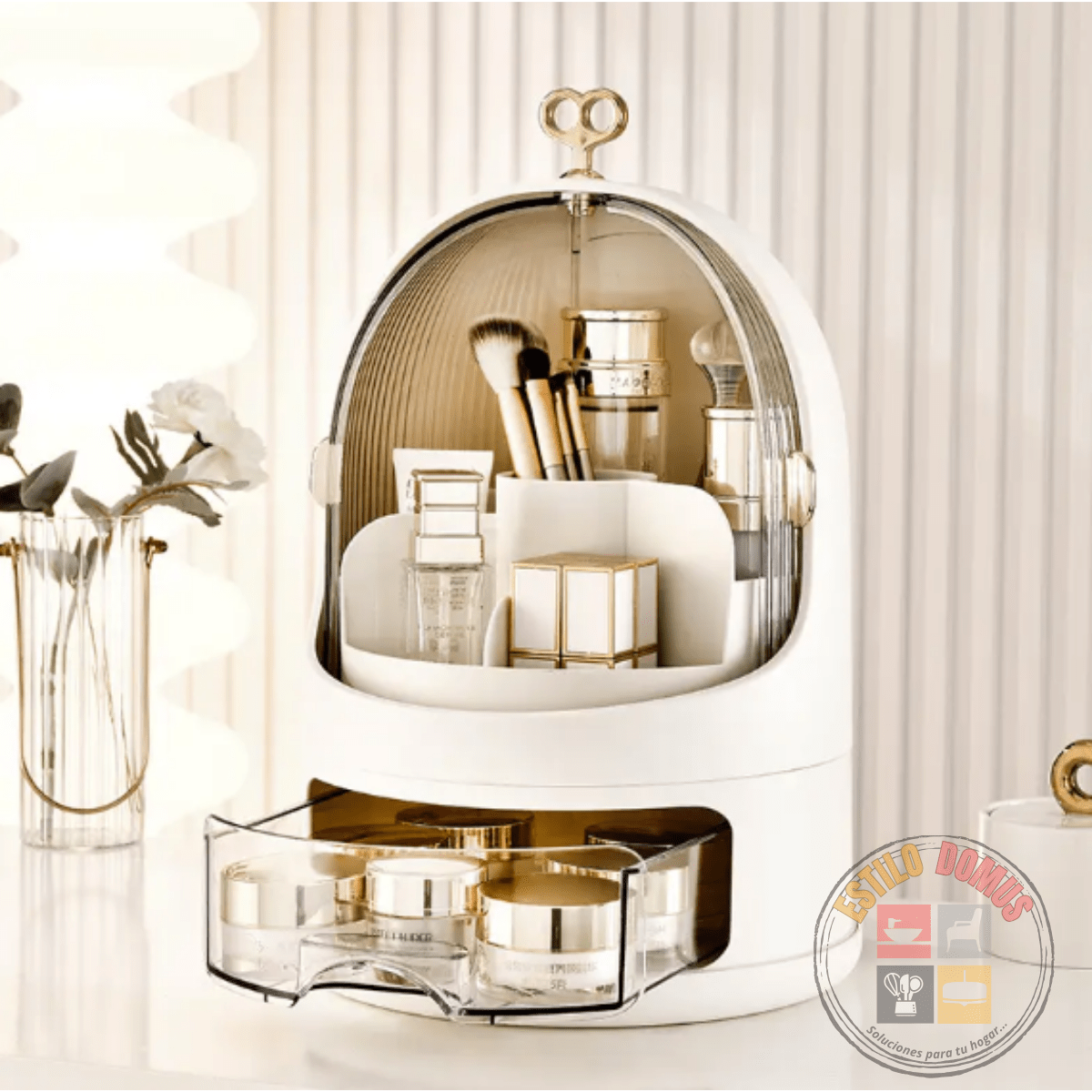 Organizador de Cosméticos con Bandeja Giratoria: Diseño Elegante y Práctico para Mantener tu Belleza al Alcance