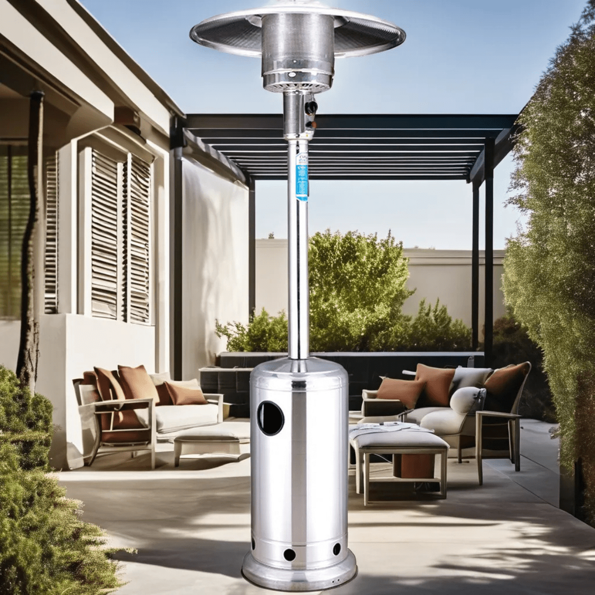 Estufa Exterior a Gas Color Silver Acero Inoxidable Encendido Eléctrico
