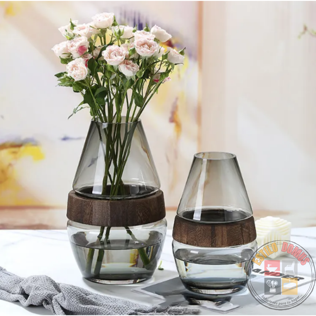 Florero Decorativo Bambu vidrio