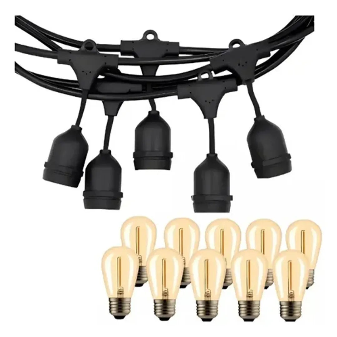 Guirnalda Luces Led Ampolletas E27 Incluidas 10m Decorativas Luces Cálida