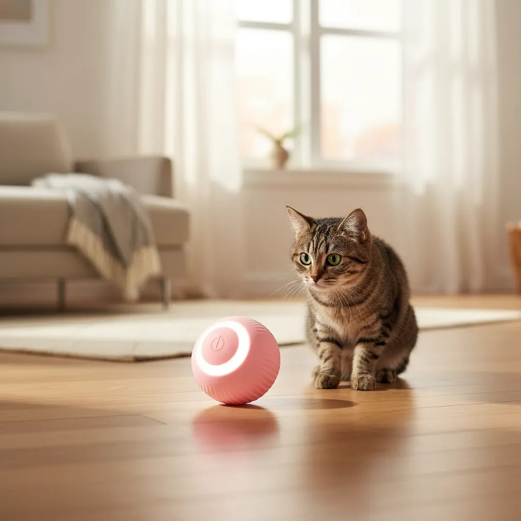 Pelota Interactiva Inteligente para Gatos – Automática, Recargable USB
