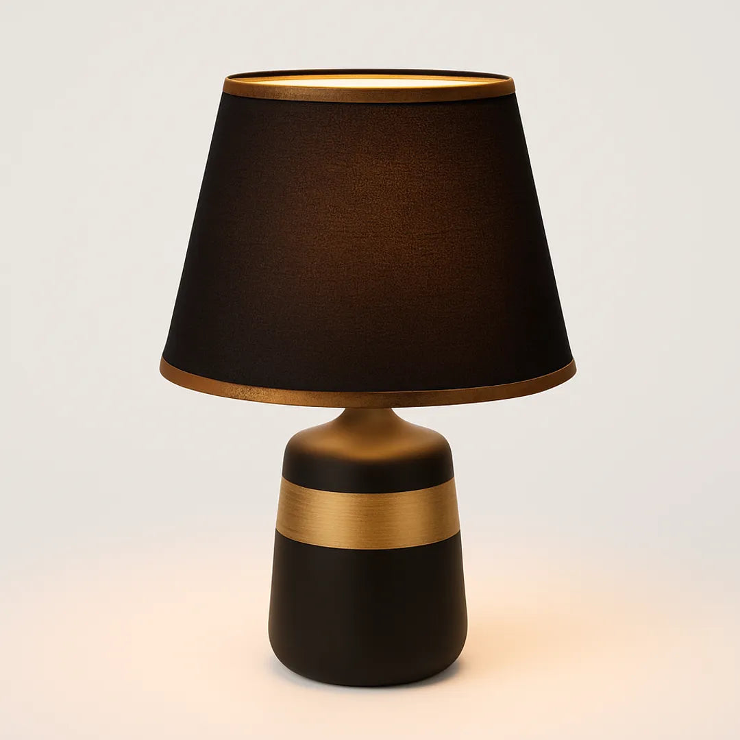 Lámpara de Noche Negra y Dorada Elegante