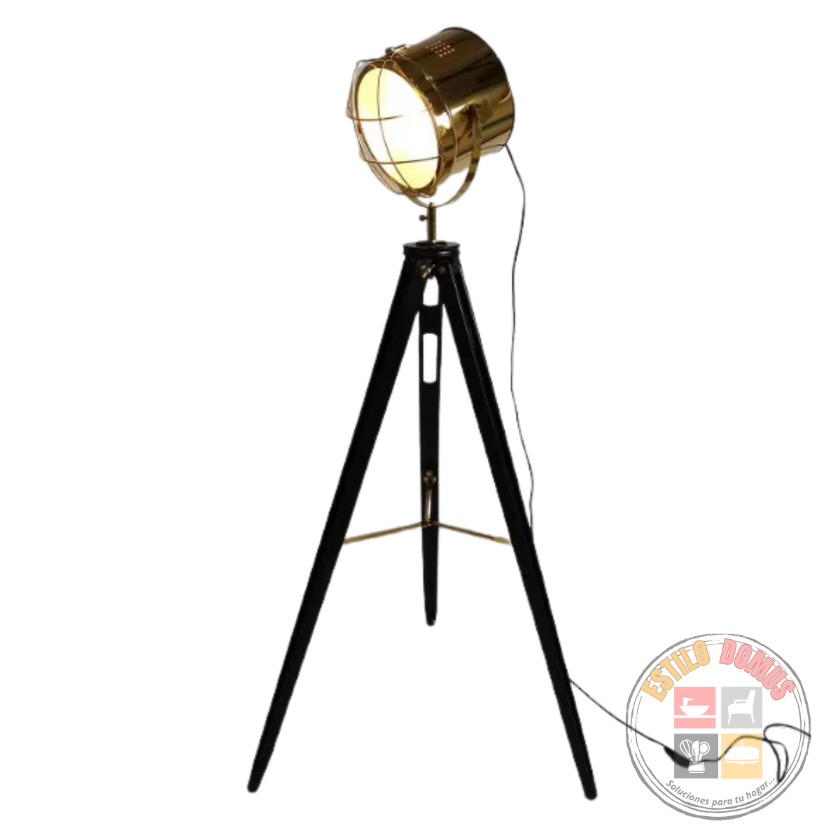 Lampara de Pie tripode Foco Estilo Industrial Decorativa y Funcional