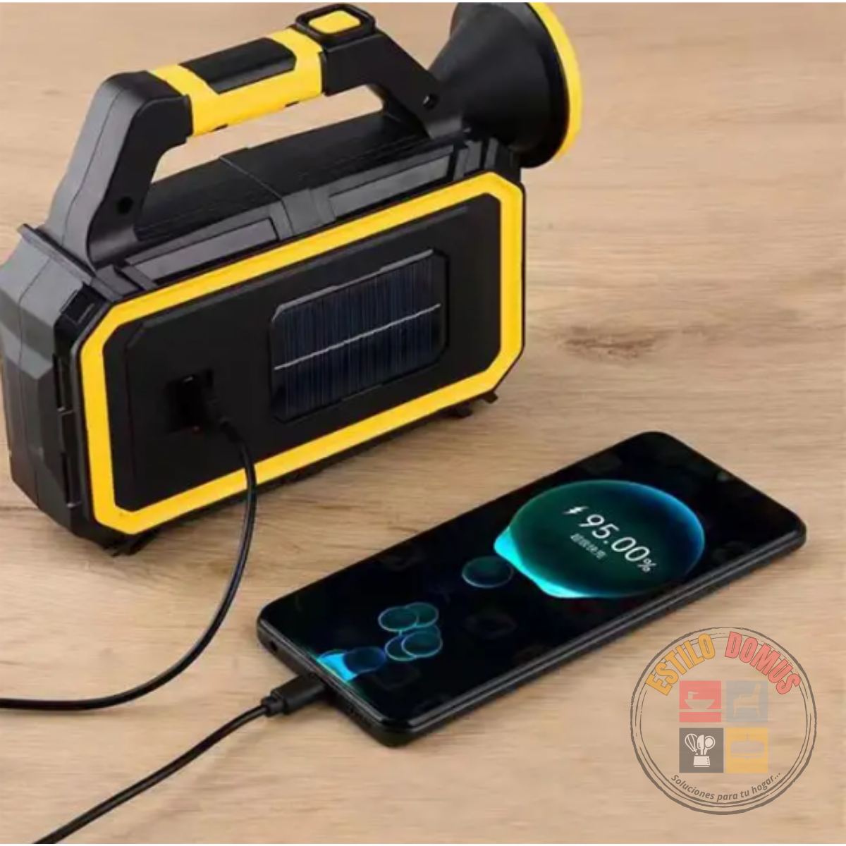 Linterna Solar Emergencias Electricas Cortes de Luz Cargador Celular
