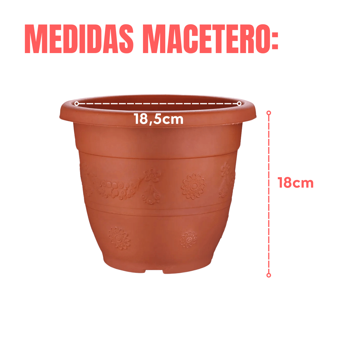 Macetero Redondo con Diseño Tamaño 22cm