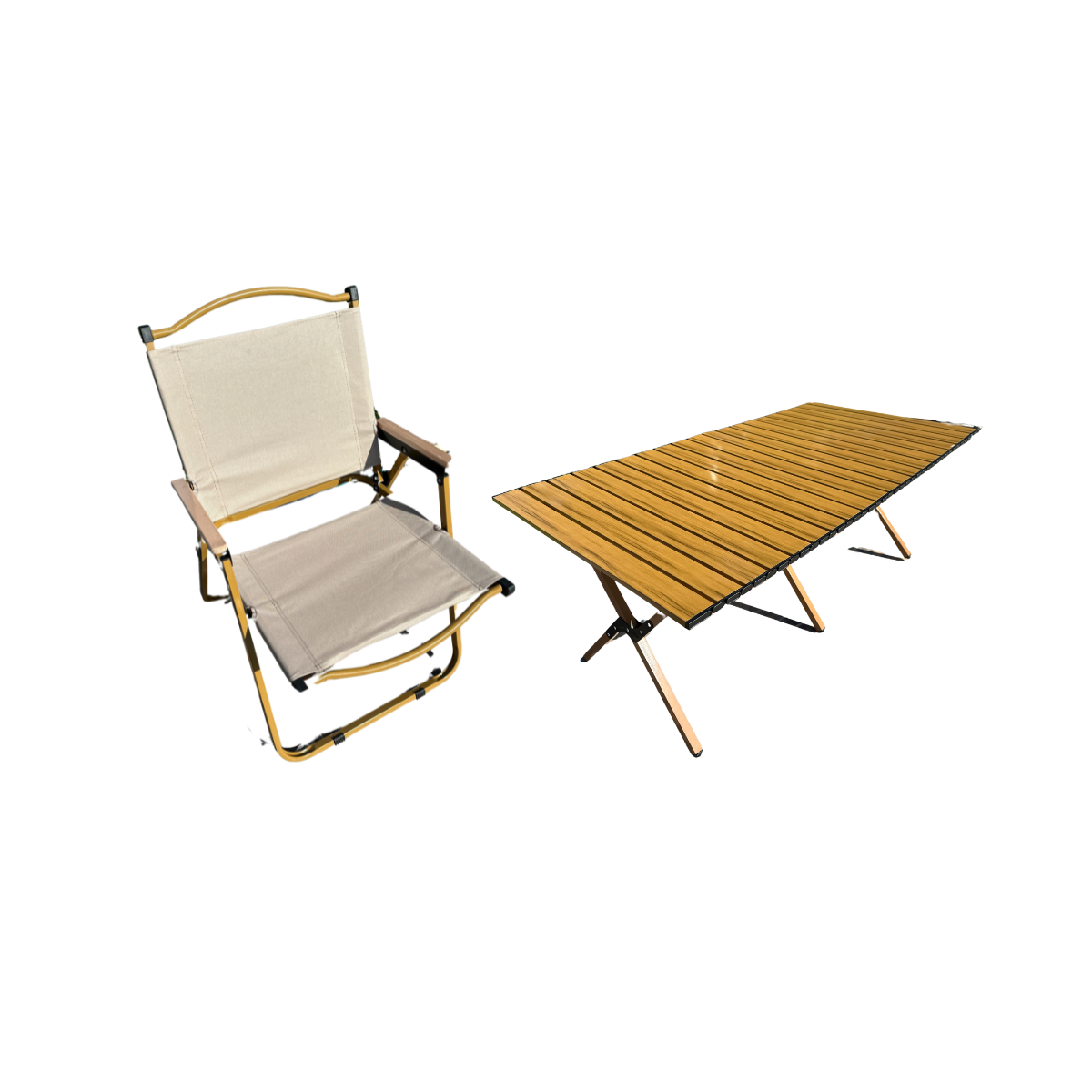 Set 4 Sillas Plegables + Mesa Camping Plegable