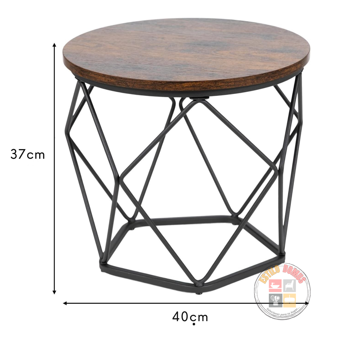 Set 2 Mesas Centro Decorativas Madera y Metal Hexagonal