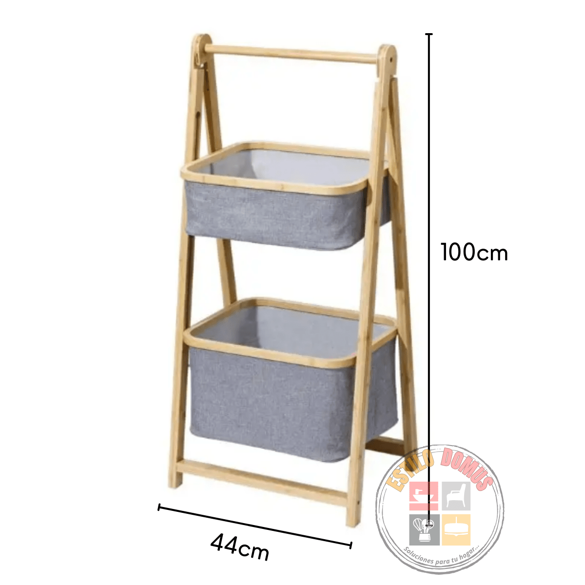 Mueble de Organización Dos Niveles de Bambú y Tela Plegable: Una solución Elegante y Funcional