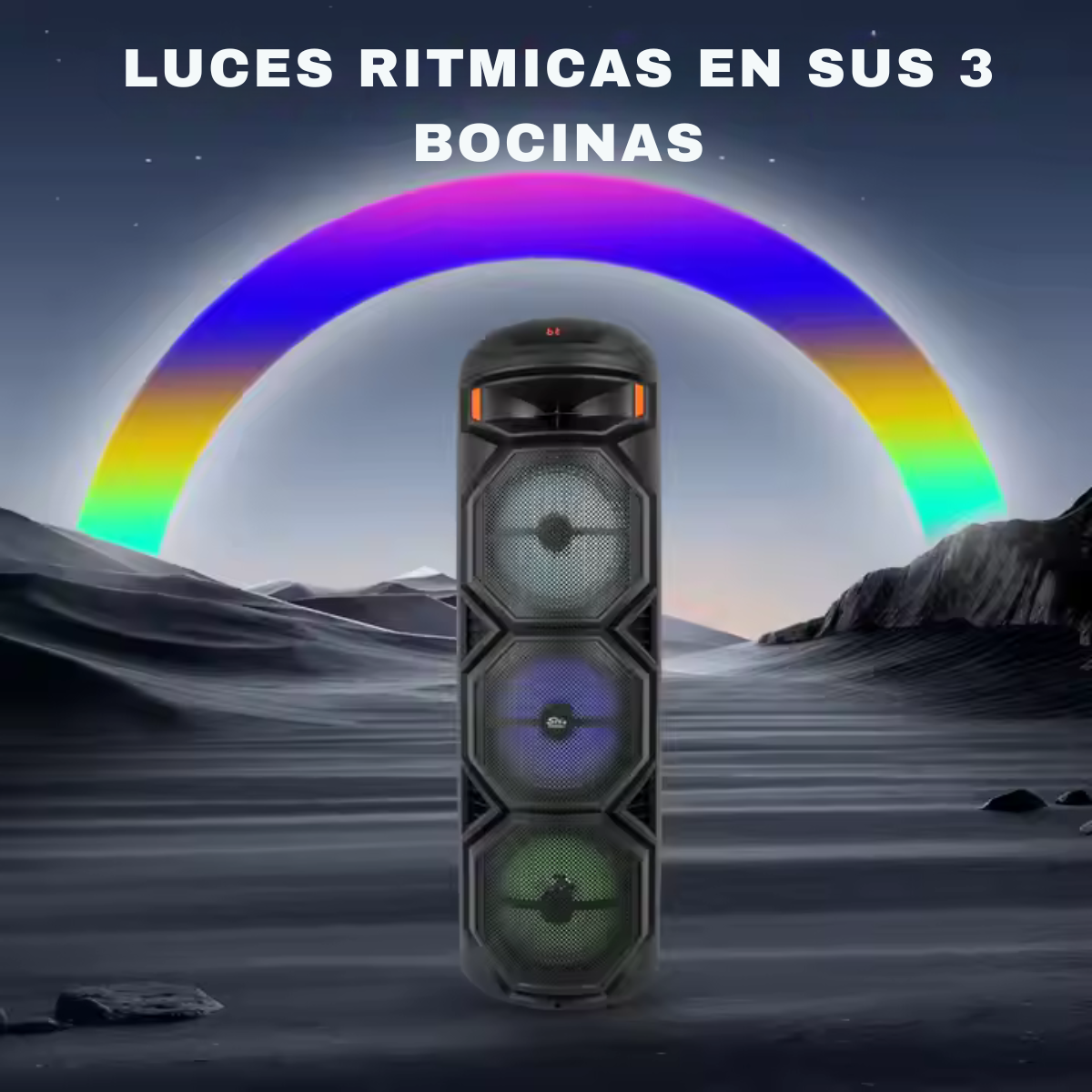 Parlante Karaoke Bluetooth 8in x3 60W con Luces RGB