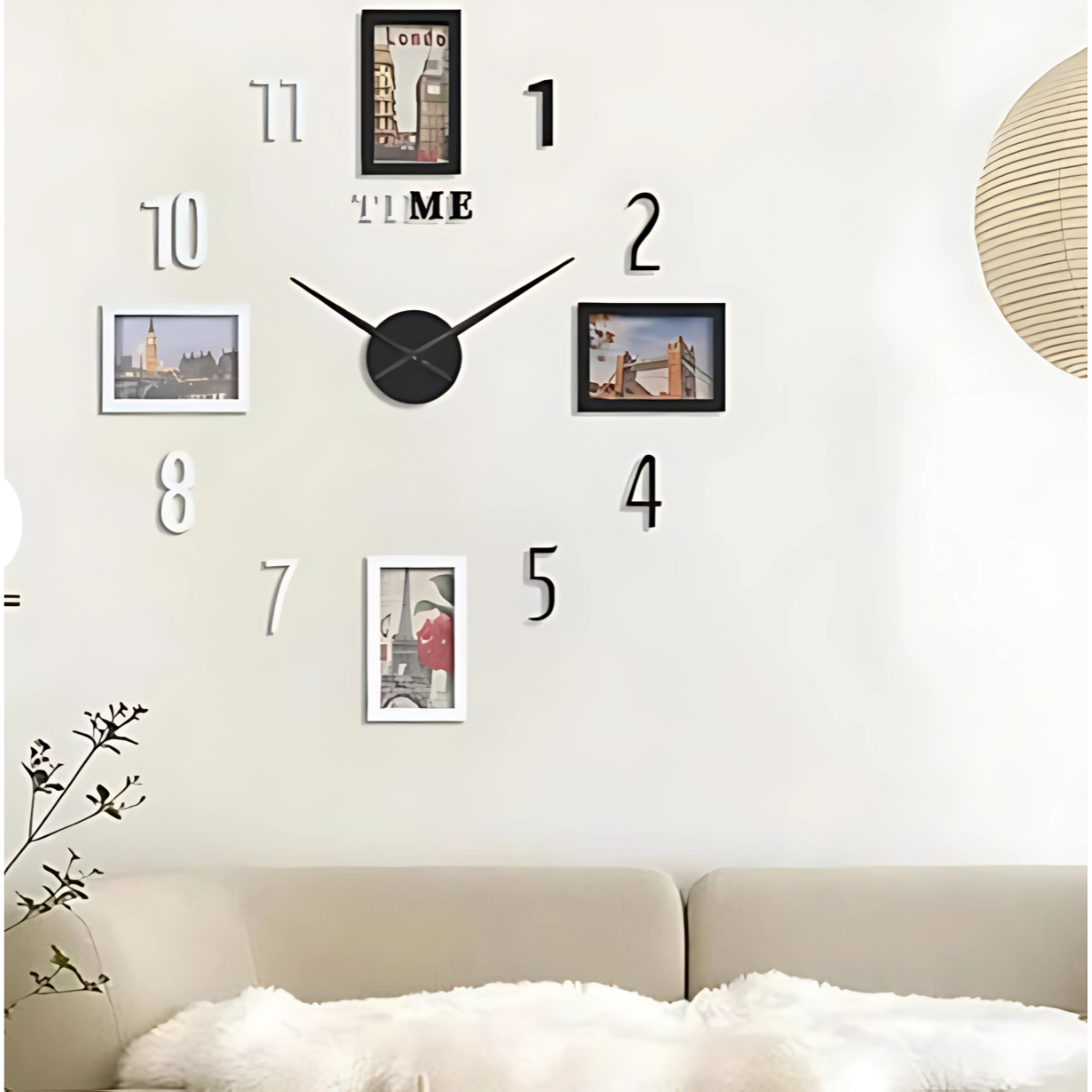 Reloj de Pared 3D DIY con Marcos para Fotos Números Grandes