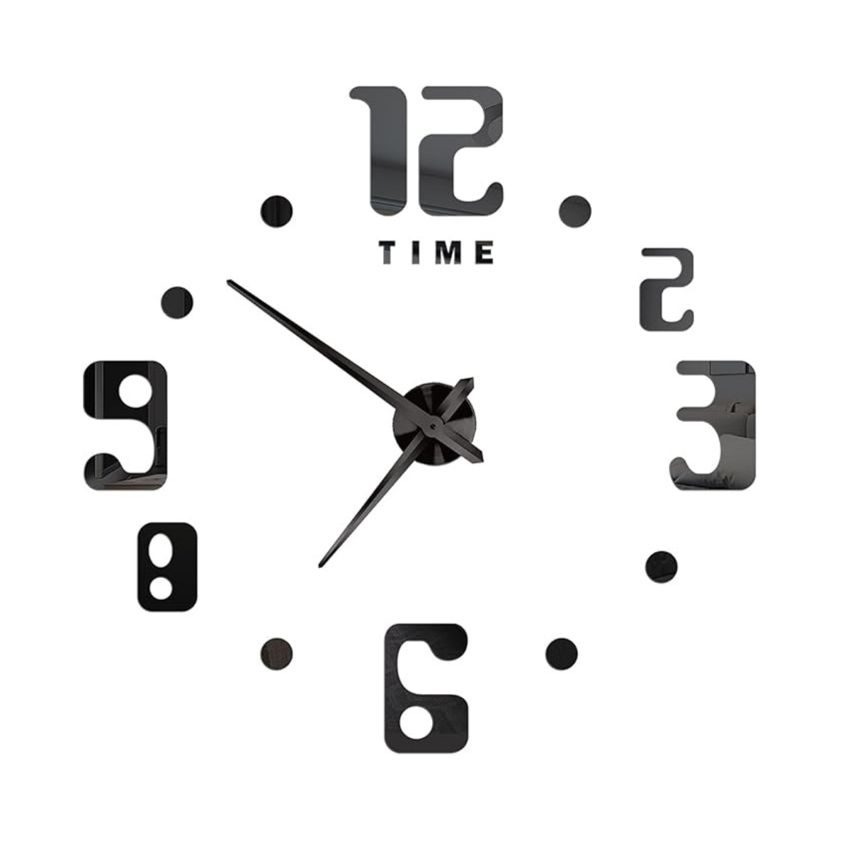 Reloj de Pared 3D DIY Números Grandes Negros
