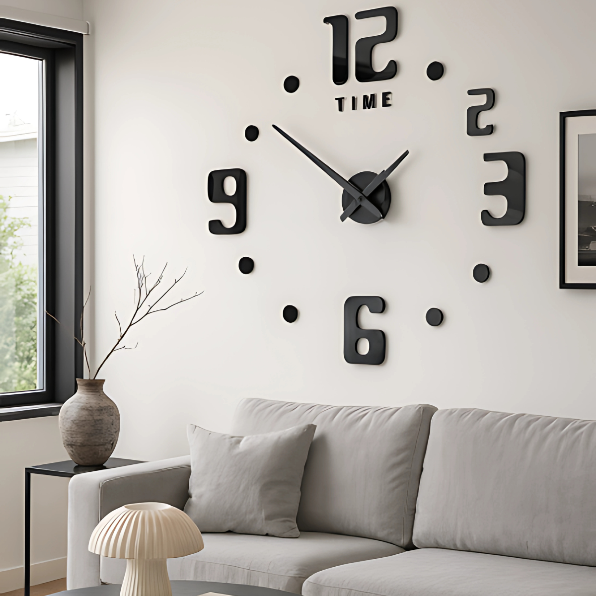 Reloj de Pared 3D DIY Números Grandes Negros