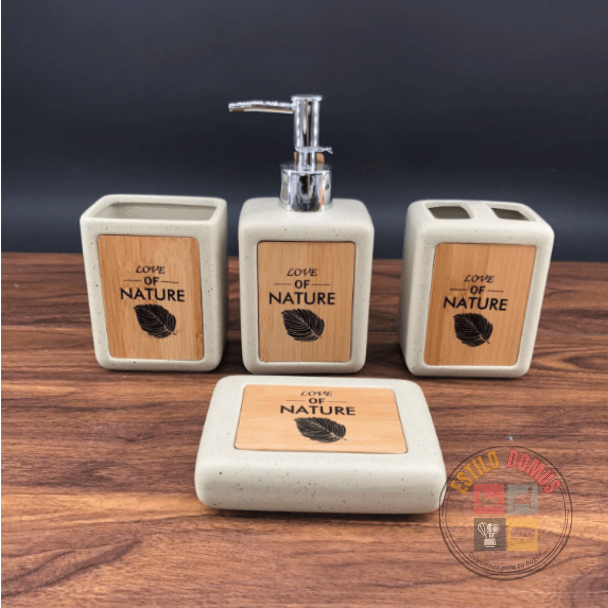 Set de Baño de 4 Piezas "Love of Nature": Diseño Natural y Funcional para tu Baño