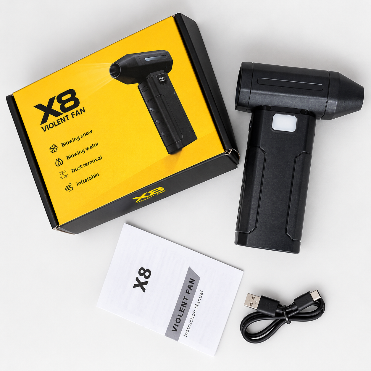 Soplador de Aire USB Portátil Recargable 6 Velocidades
