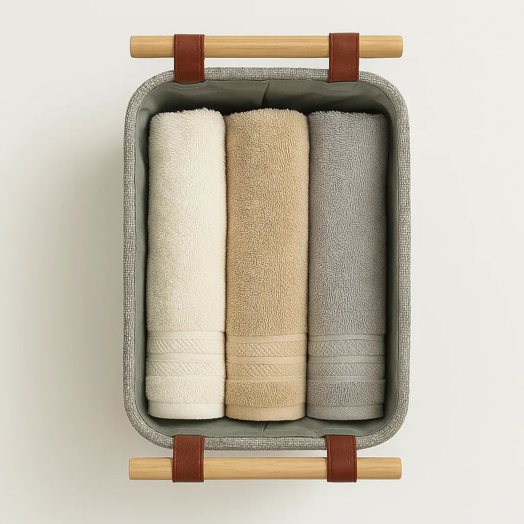 Set 3 Cestas Organizadoras para ropa o accesorios con asas de madera