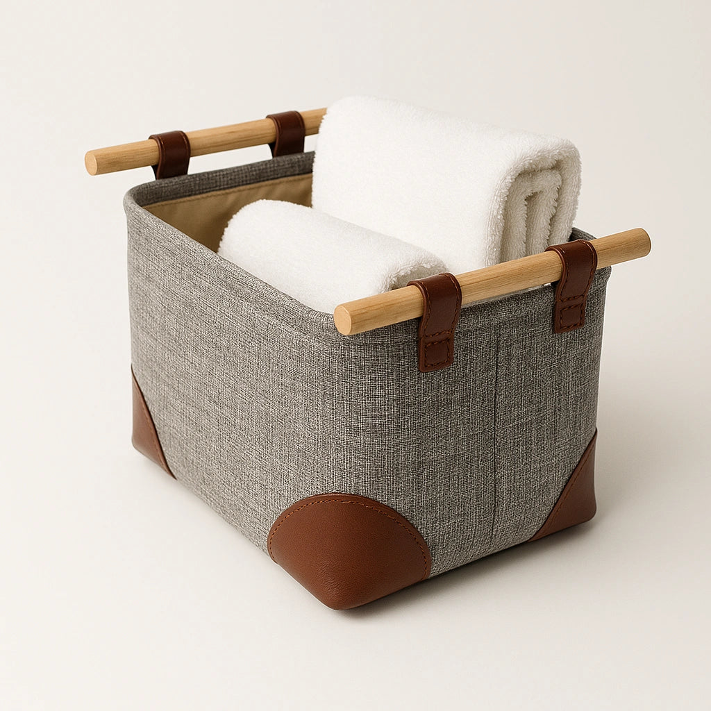 Set 3 Cestas Organizadoras para ropa o accesorios con asas de madera