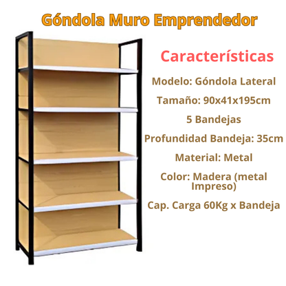Estantería Góndola para Negocio - Modelo Muro 90x41x195 cm