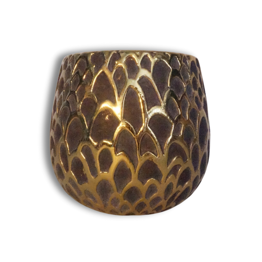 Jarrón Decorativo de Cerámica Grande Dorado Escamas Dragón 18x16.5cm