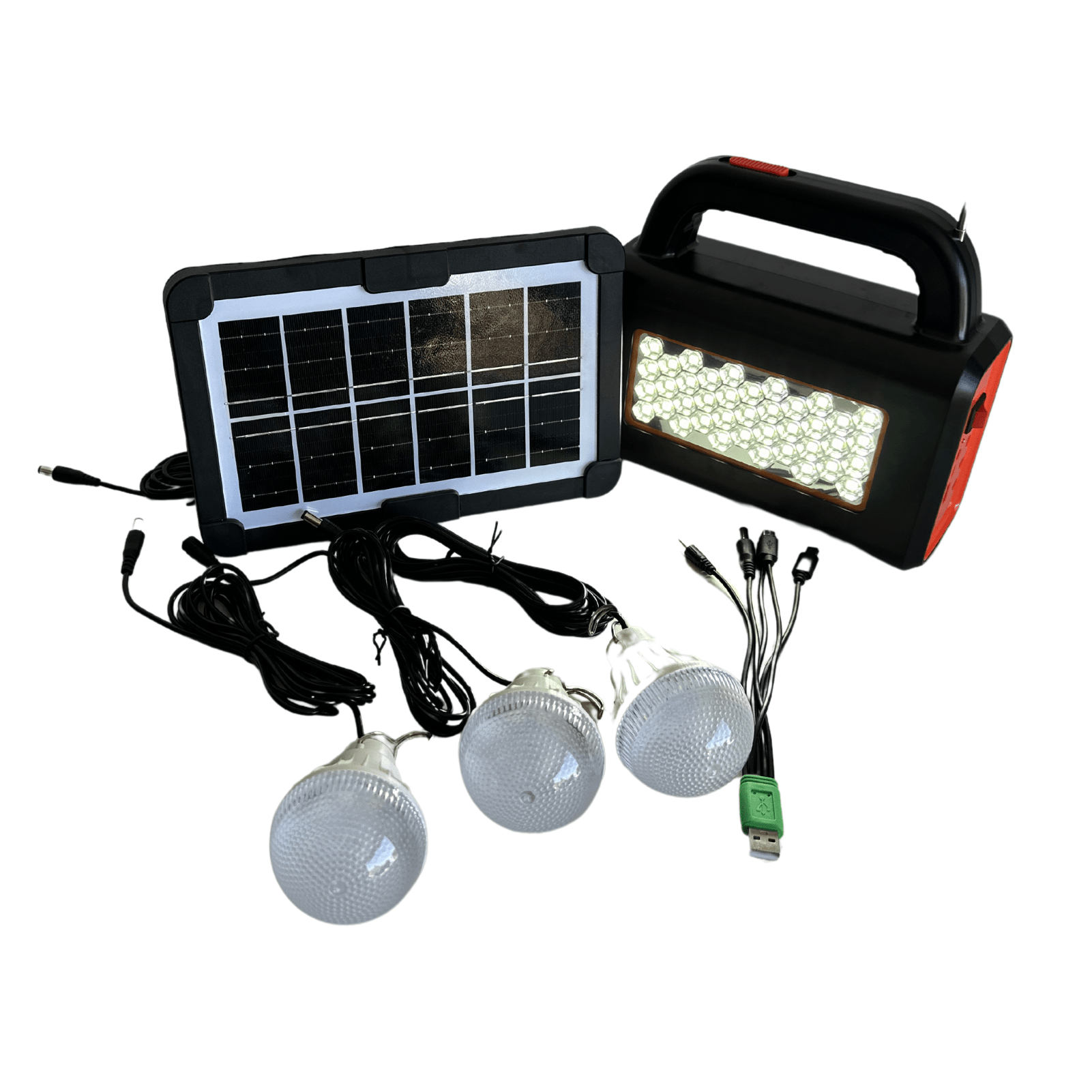 Linterna Solar Multifuncional con Accesorios – Ideal para Emergencias y Ahorro Energético