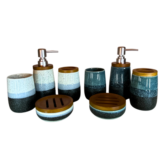 Set de Baño de 4 Piezas en Cerámica: Estilo Cónico Color Degradado para una Decoración Moderna (JF-9186)