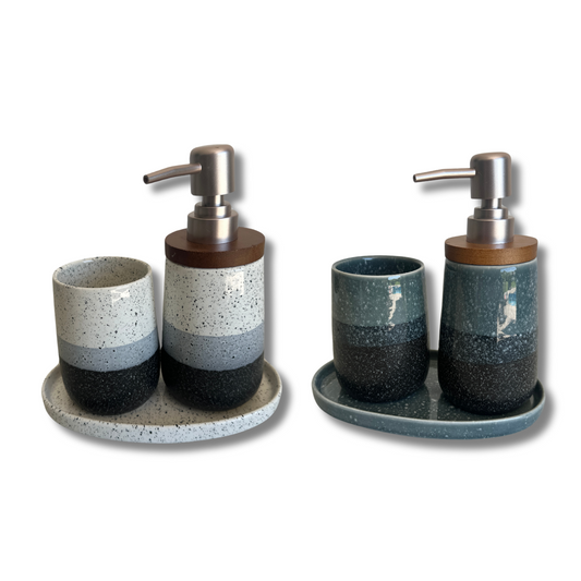 Set de Baño de 3 Piezas en Cerámica: Estilo Cónico Color Degradado para una Decoración Moderna