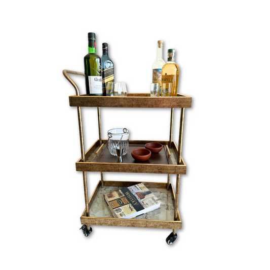 Elegante Carro de Bar Rectangular con Estilo Vintage – Perfecto para Servir y Decorar