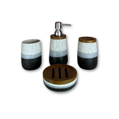 Set de Baño de 4 Piezas en Cerámica: Estilo Cónico Color Degradado para una Decoración Moderna (JF-9186)