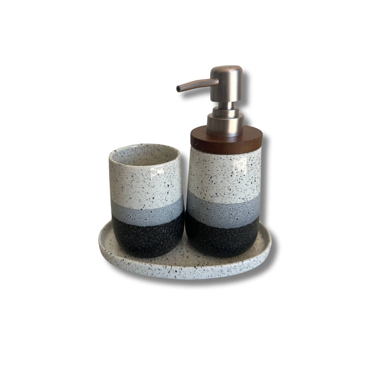 Set de Baño de 3 Piezas en Cerámica: Estilo Cónico Color Degradado para una Decoración Moderna