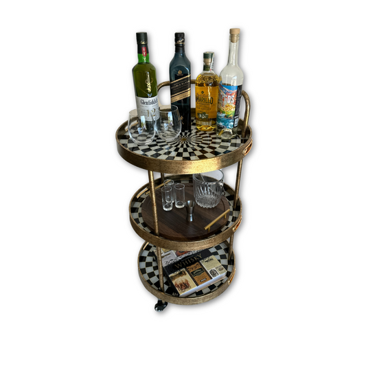 Carro de Bar Redondo con Diseño Clásico – Sofisticación y Estilo en un Solo Mueble