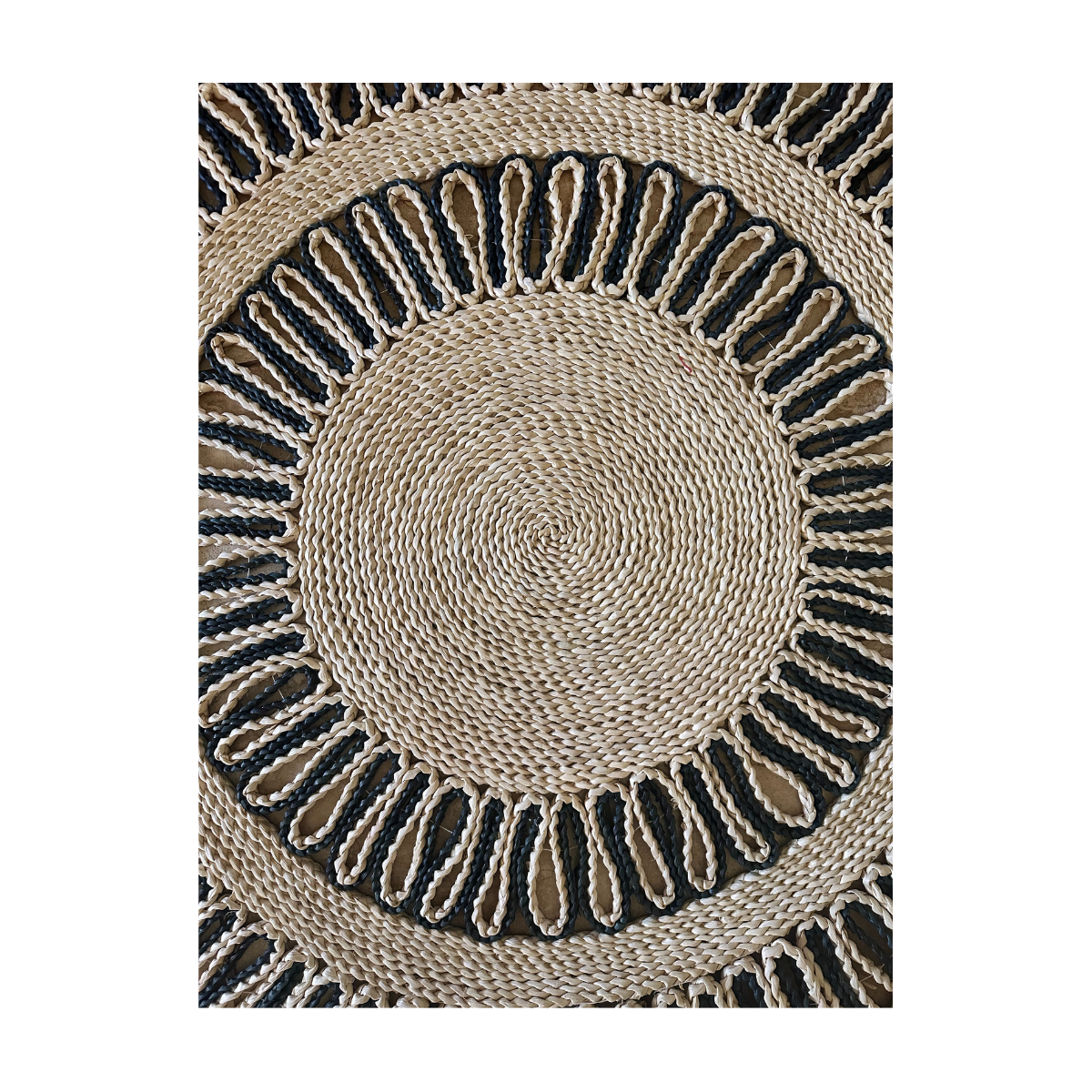 Alfombra Redonda de Yute 150cm Diseño Sol