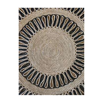 Alfombra Redonda de Yute 150cm Diseño Sol