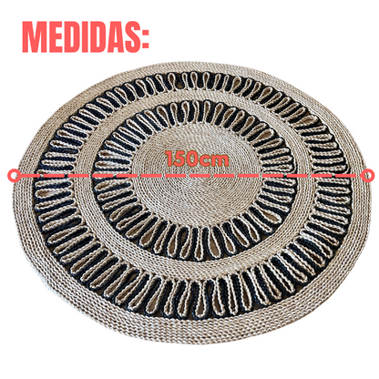 Alfombra Redonda de Yute 150cm Diseño Sol