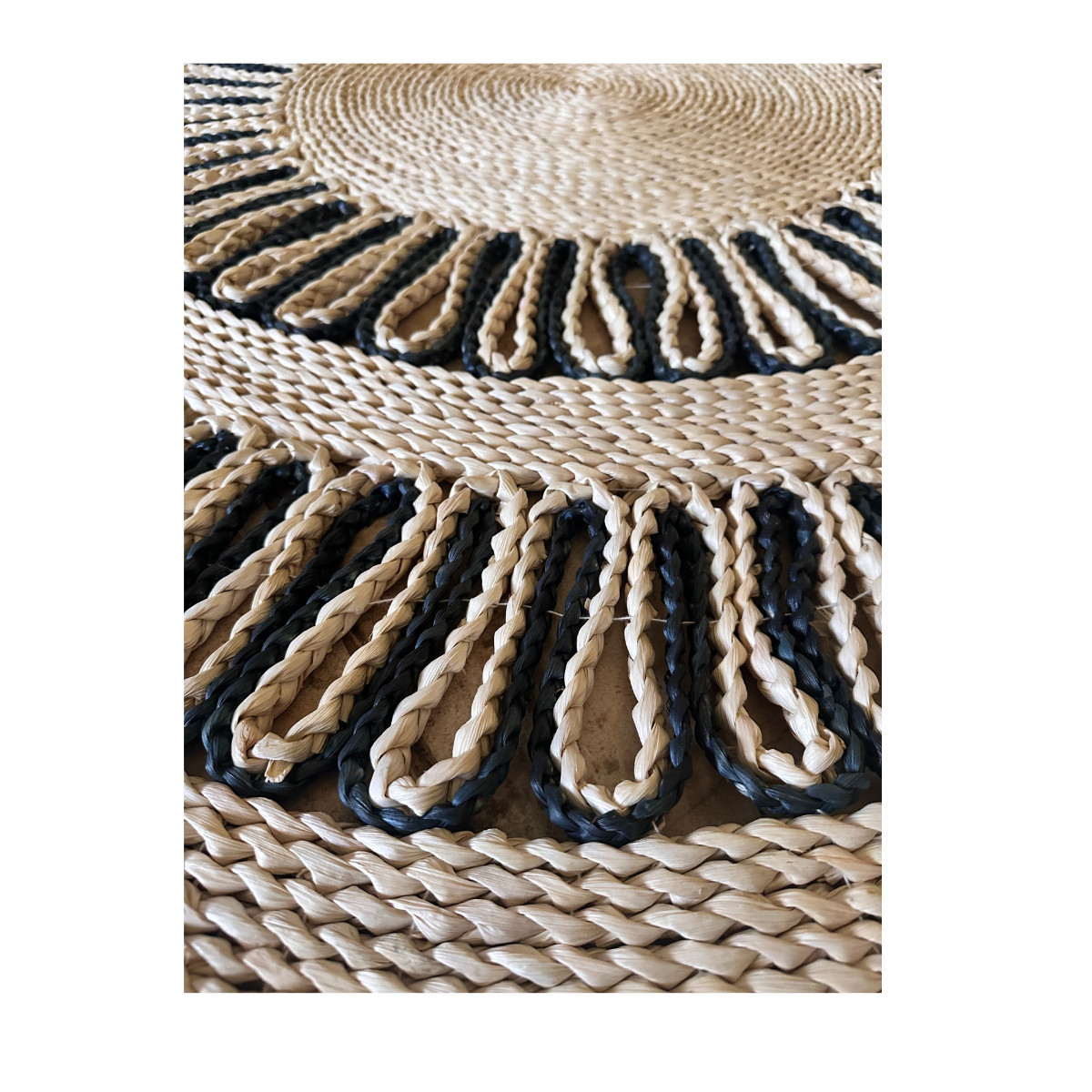 Alfombra Redonda de Yute 150cm Diseño Sol