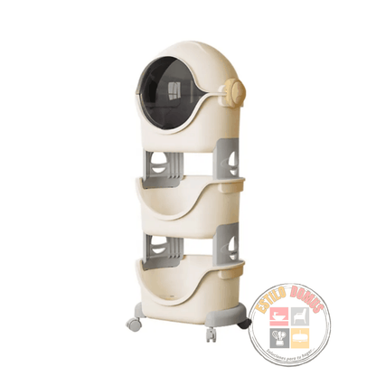 Mueble Infantil Organizador de Juguetes Astronauta 3 Niveles con Ruedas