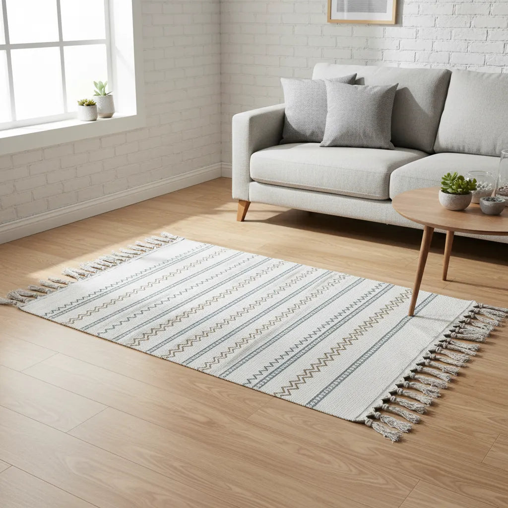 Alfombra decorativa boho de 90x59cm