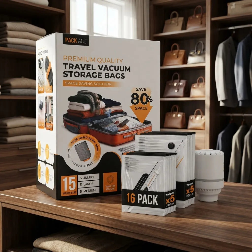 Set 15 Bolsas al Vacío para Ropa con Bomba Eléctrica – Organizador Ahorrador de Espacio