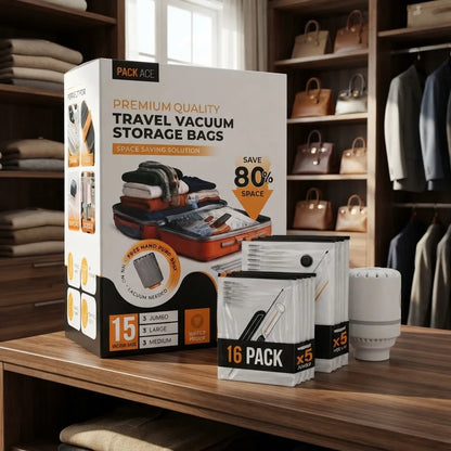 Set 15 Bolsas al Vacío para Ropa con Bomba Eléctrica – Organizador Ahorrador de Espacio