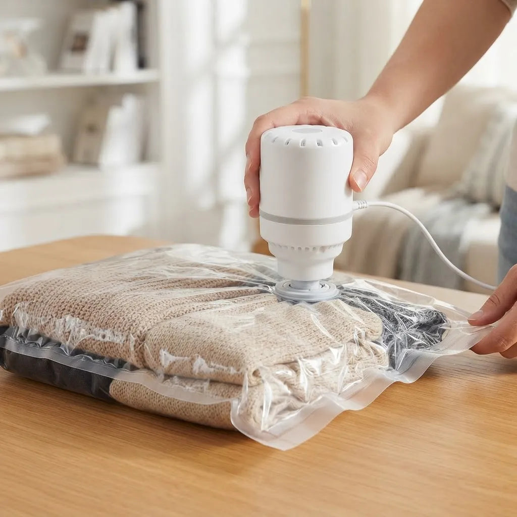 Set 15 Bolsas al Vacío para Ropa con Bomba Eléctrica – Organizador Ahorrador de Espacio