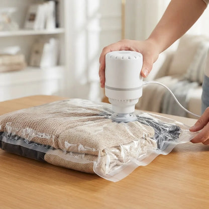 Set 15 Bolsas al Vacío para Ropa con Bomba Eléctrica – Organizador Ahorrador de Espacio