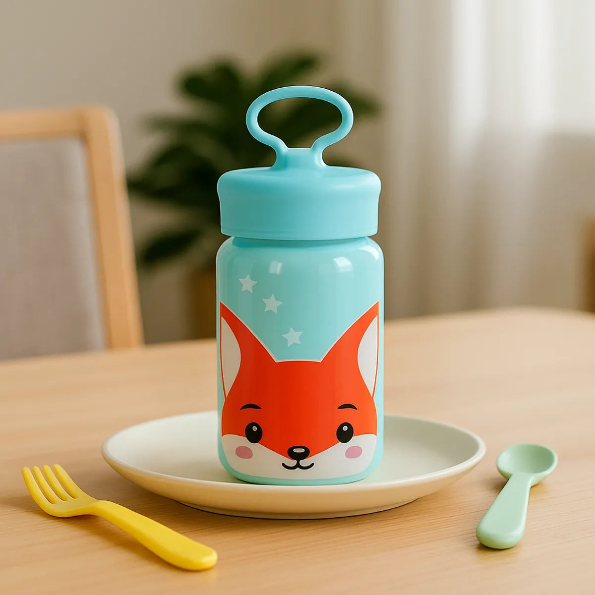 Botella Infantil de Vidrio Foxy 340ml Rosa Azul Verde