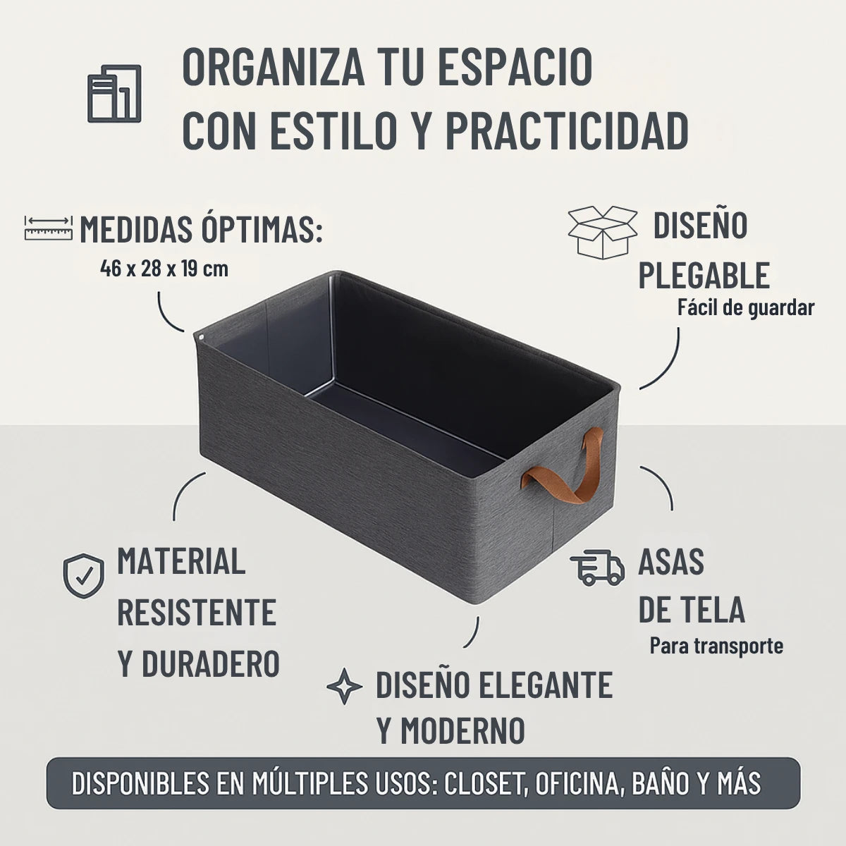 Cajas Organizadoras Plegables Closet Ropa con Asa