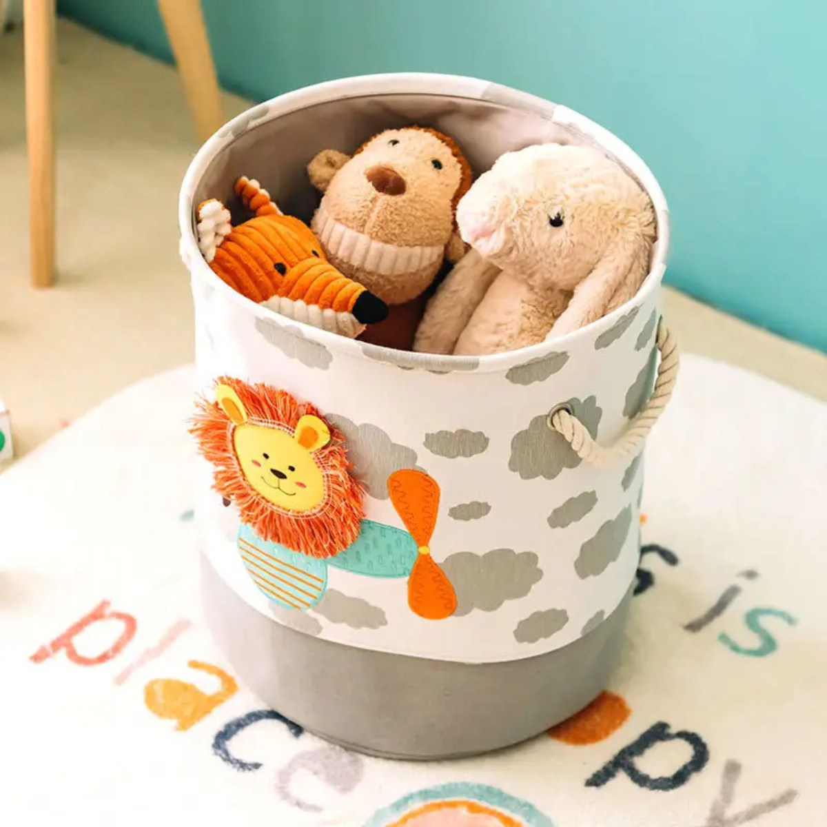 Canasto Organizador Infantil Diseño León o Dinosaurios