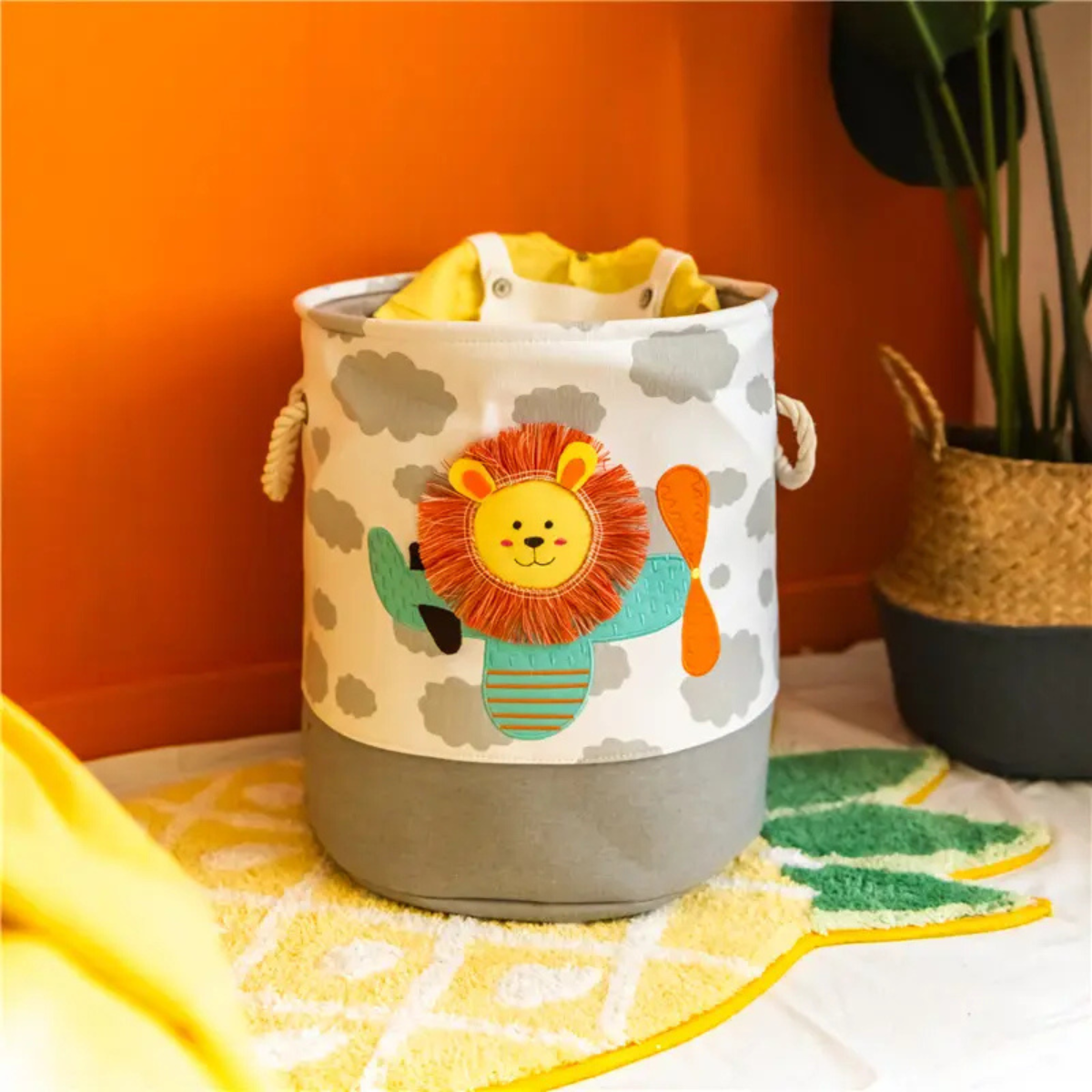 Canasto Organizador Infantil Diseño León o Dinosaurios