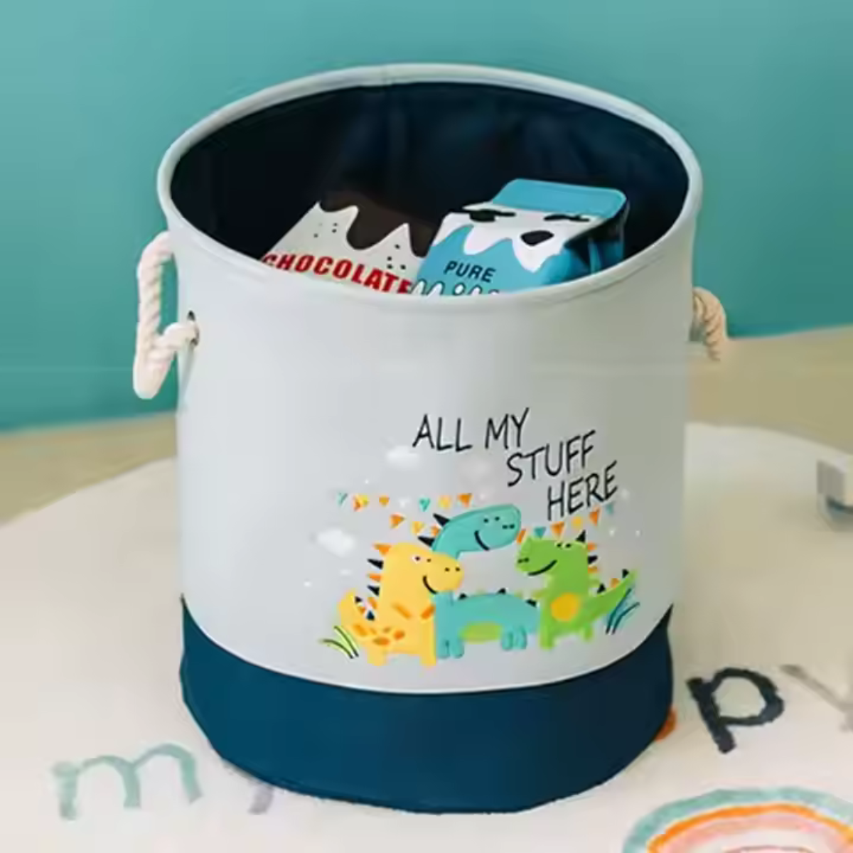 Canasto Organizador Infantil Diseño León o Dinosaurios